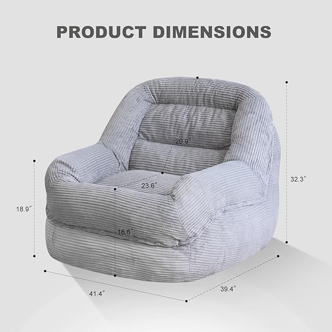 Giant Bean Bag Chair with Armrests - Image 2