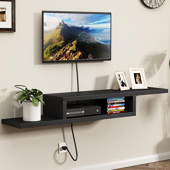 ChooChoo Floating TV Stand Shelf, Wall Mount Entertainment Center, 60” Media by ChooChoo