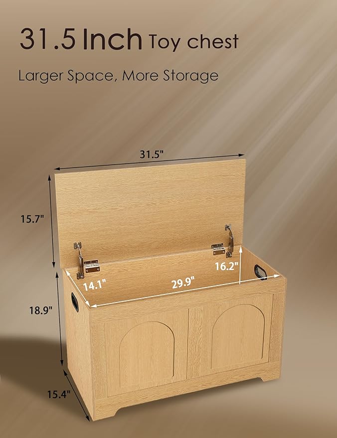 DINZI LVJ Storage Chest, 31.5”Wooden Toy Box - Image 3