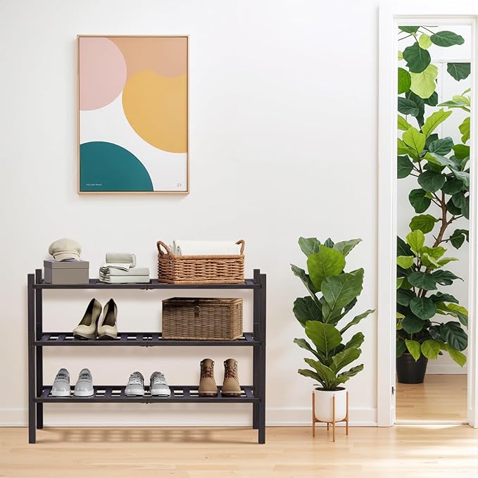 Haddockway 3 Tier Bamboo Shoe Rack Storage Organizer, Small Space 27"x11"x20" - Image 2