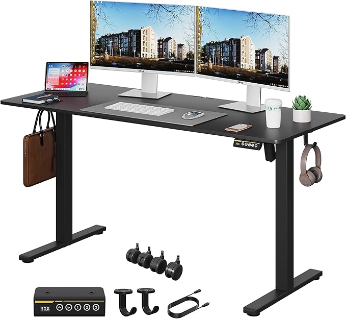 Electric Standing Desk Adjustable Height 55"x24" Stand Up Desk by Unknown