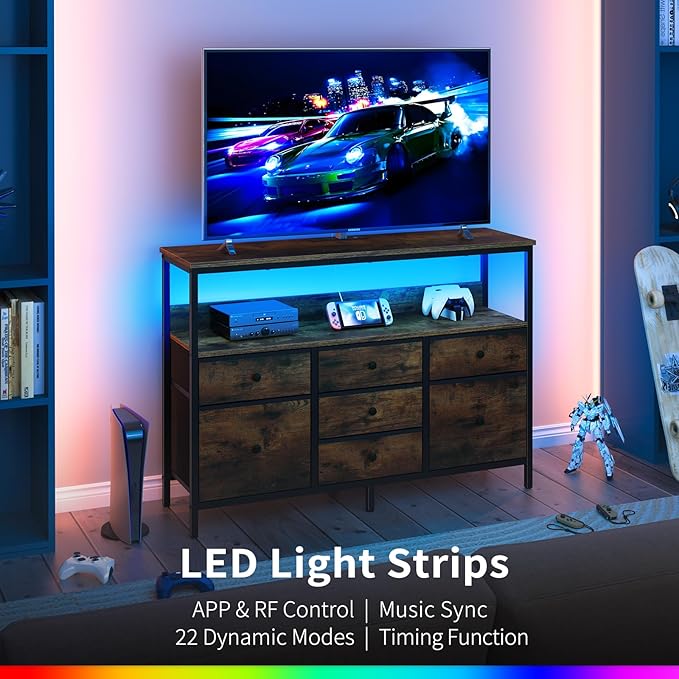 Yoobure LED TV Stand for Bedroom, 50 Inch Kids Dresser - Image 4