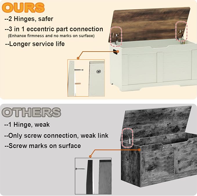 31.5" Storage Chest, Wooden Storage Bench, Lift Top Toy Chest - Image 4