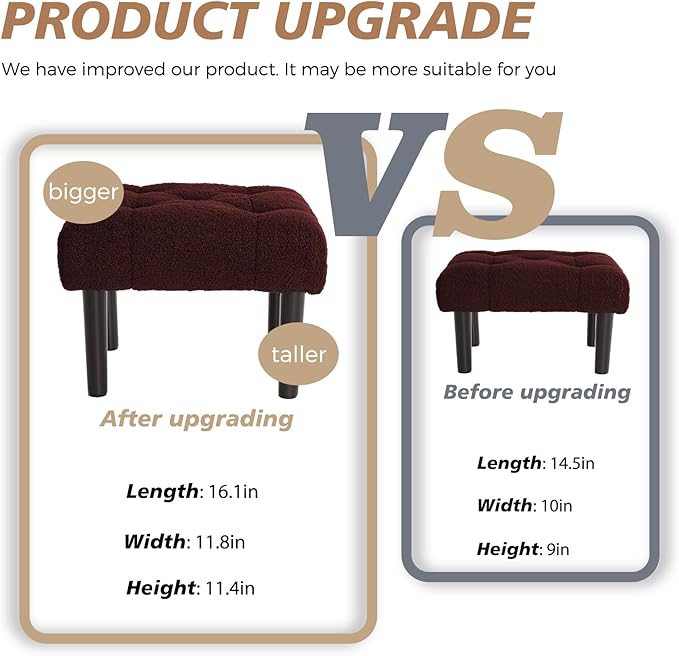 HOUCHICS Fur Padded Foot Stool, Small Ottoman Foot Rest - Image 5