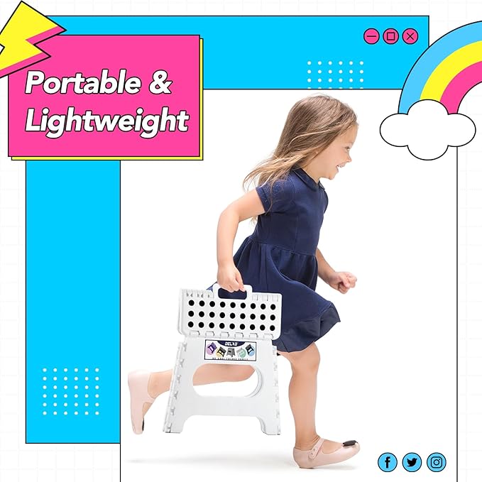 Delxo Folding Step Stool, 11 Inch Non-Slip Foldable Step Stools, Portable - Image 8