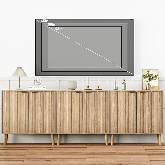 Fluted Storage Cabinet, Free Standing Buffet, Wood Sideboard, Dining Room - Image 3