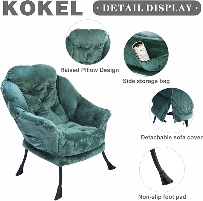 Kokel Lazy Chair with Folding Ottoman, Living Room Chairs - Image 4