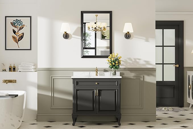 24x36 Inch Black Bathroom Mirror - Image 3