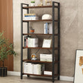 WH-AOERPYMY Natural Real Wood Bookcase, Industrial Bookshelf, 6 Tier Solid Wood by WH-AOERPUMY