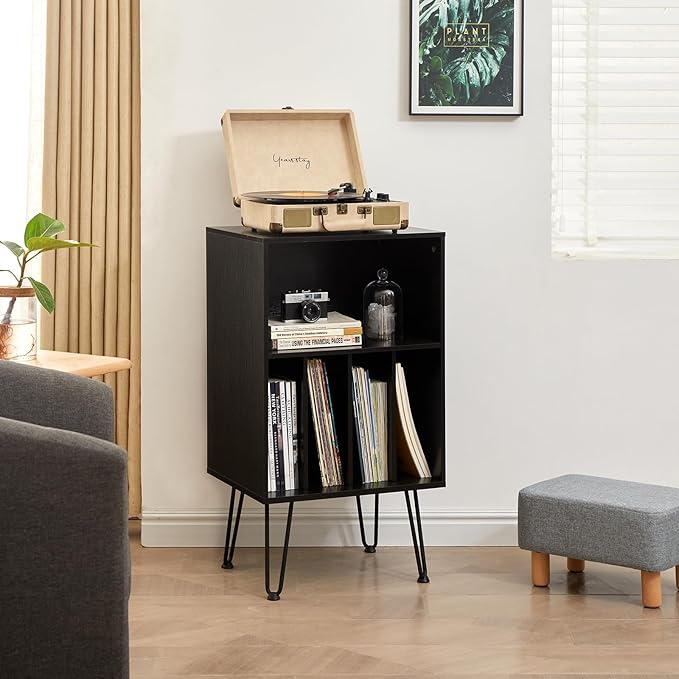 Record Player Stand with Vinyl Storage, Vinyl Record Storage Cabinet Holds Up - Image 4
