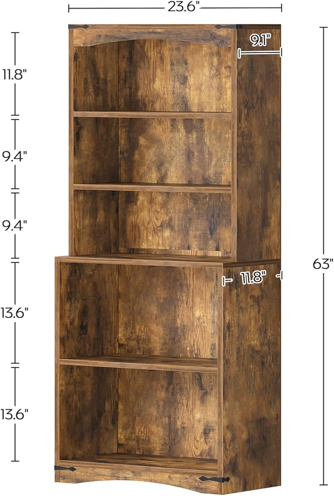 Tall Bookcase and Bookshelf, 6-Tier Bookcase - Image 2