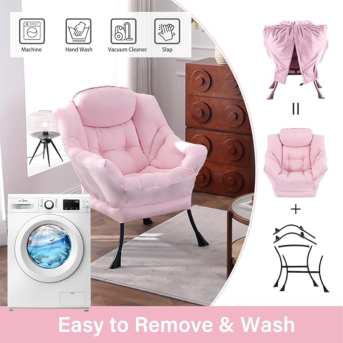 Lazy Chair, Reading Armchair, Large Modern Lounge Accent Chair, Leisure Sofa - Image 5