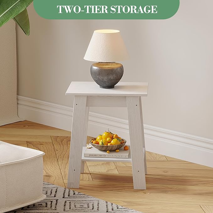 End Table with Double Storage Shelves, Small Space Side Table - Image 7