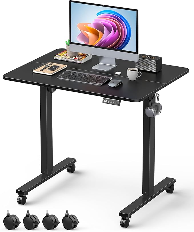 Small Height Adjustable Electric Standing Desk, 31.5" x 23.6" Sit Stand up Desk by XyndyxErgonomicDesign