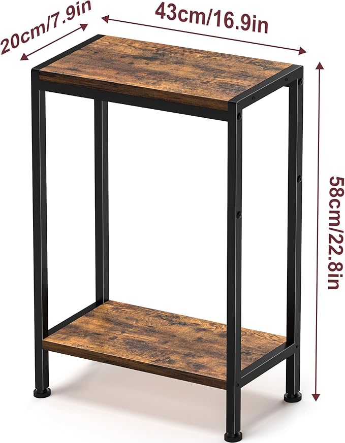 Narrow Side Table for Small Space Set of 2, 2-Tier Small End Table - Image 7