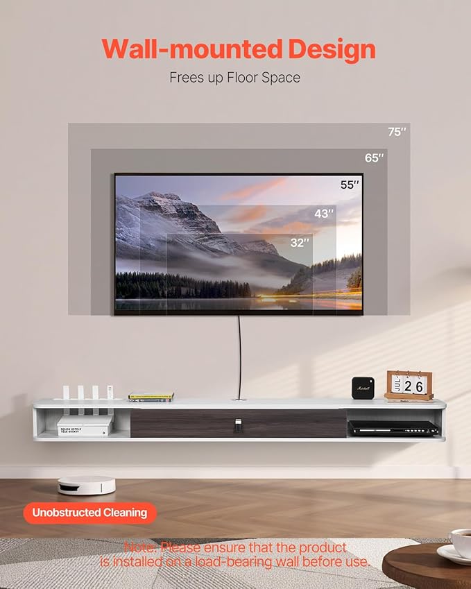 VEVOR Floating TV Stand, for Bedroom & Living Room - Image 2