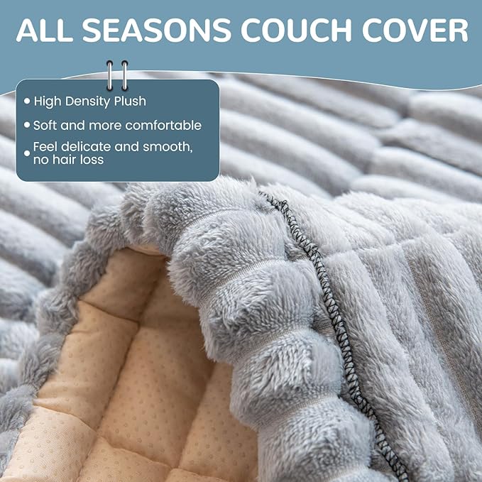 OTOB Couch Cover for Dogs Washable, Non Slip Plush Sofa Covers for 3 Cushion - Image 3