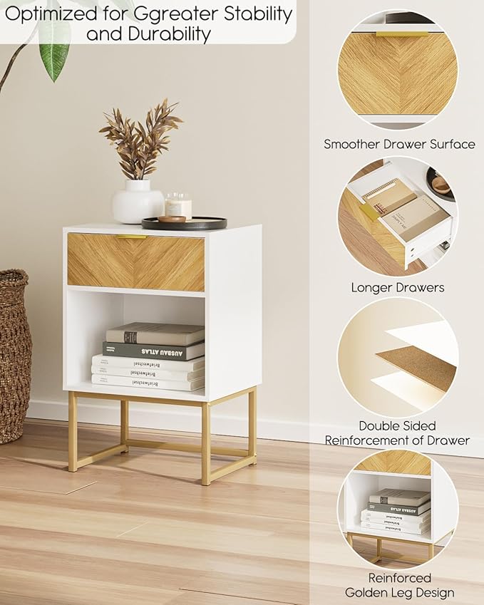 Nightstand, Boho Night Stand Wood Farmhouse Bedside Table - Image 5