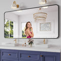 Koonmi Bathroom Mirror, 36X71 Inch Black Metal Framed Mirror by KOONMI