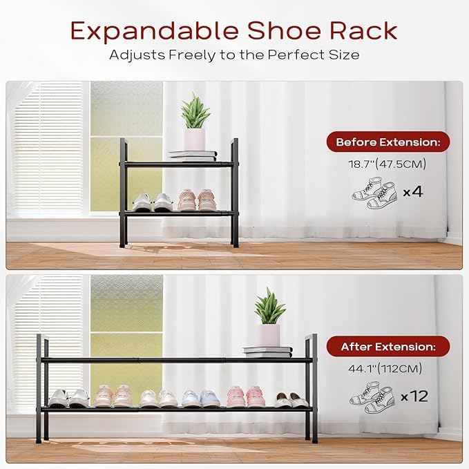 Bumusty 2-Tier Long Expandable Shoe Rack - Image 4