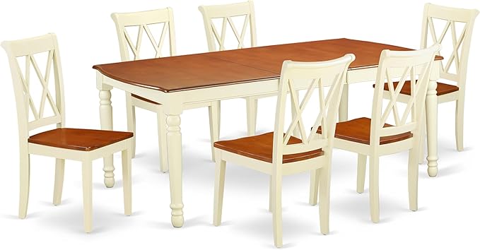 East West Furniture DOCL7-BMK-W 7 Piece Dining Room Furniture Set Consist of a by EastWestFurniture