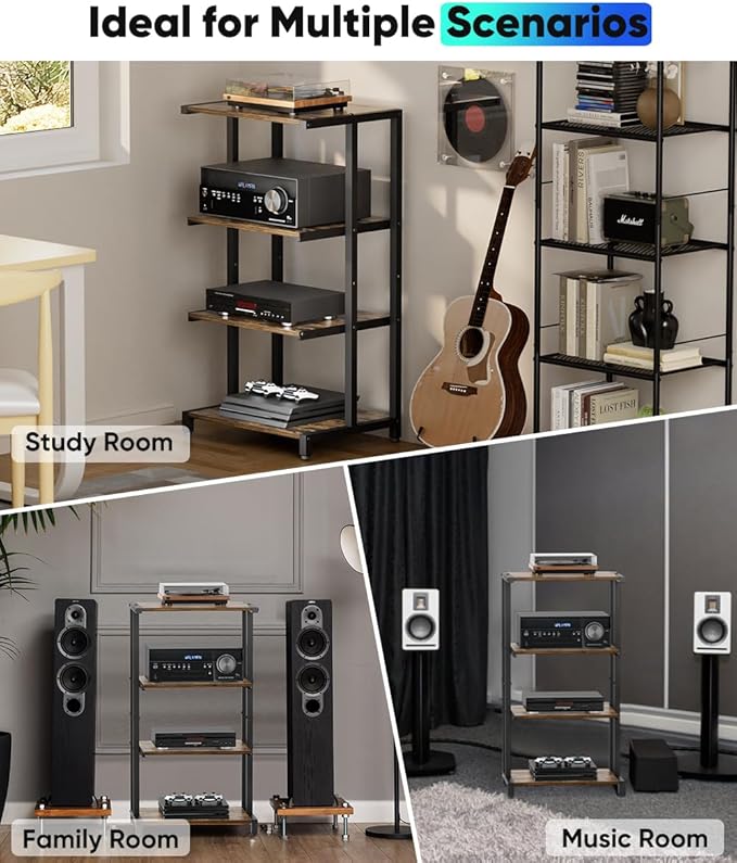 4-Tier Wooden Media Stand, AV Media Stand Corner Shelf - Image 6