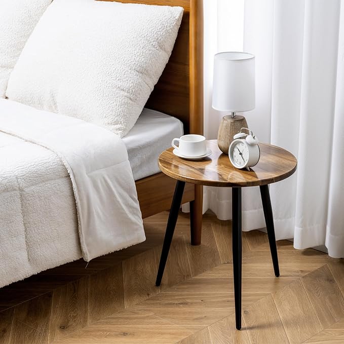 MyGift 20.5 Inch Mid Century Round End Table, Premium Acacia Solid Wood Accent - Image 6