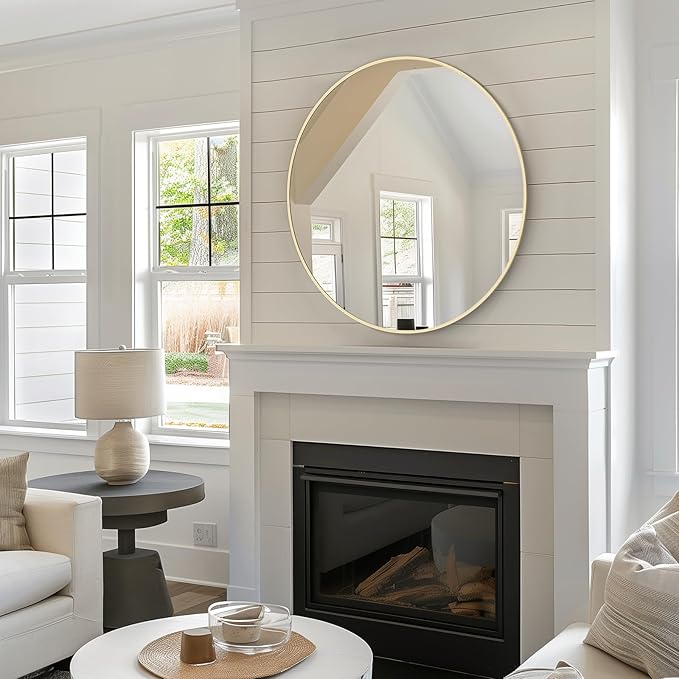 HOMECOOKIN Round Wall Mirror 28" Gold Circle Mirror - Image 5