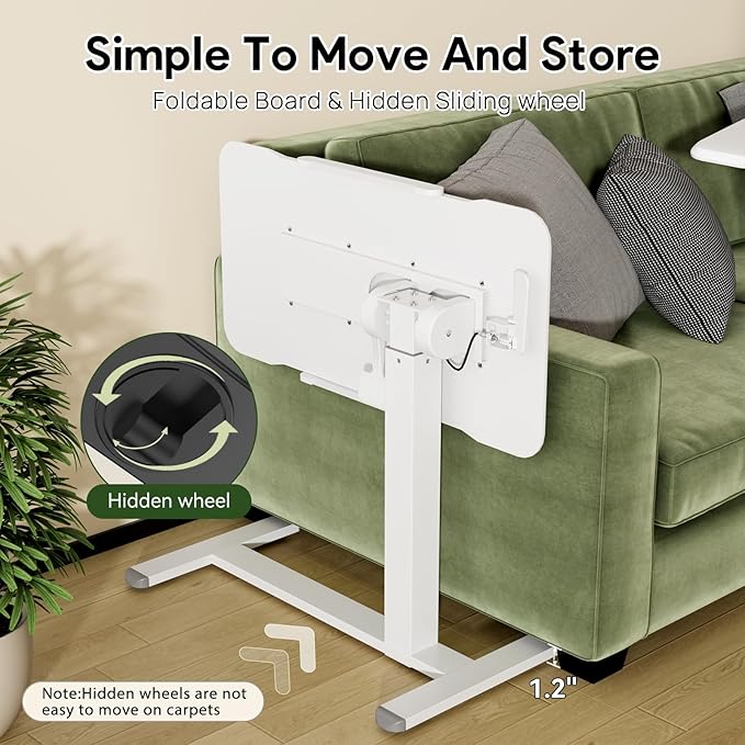 Rolling Laptop Desk, 180° Tiltable Mobile Standing Desk Height Adjustable - Image 7