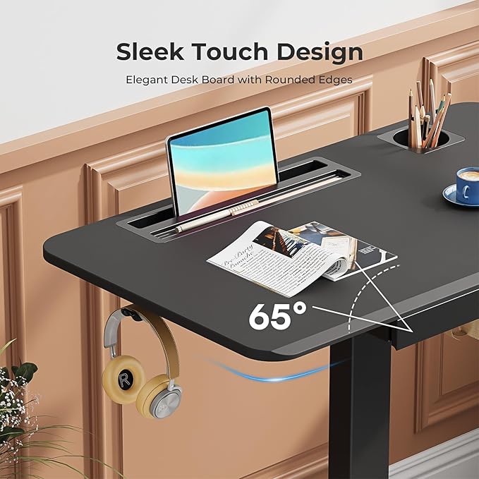 Mobile Standing Desk with Drawer, Portable Laptop Workstation on Wheels - Image 9