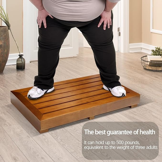 3.15" One Step Stool for Elderly- Friendly Acacia Wood High Riser Step Stool - Image 3