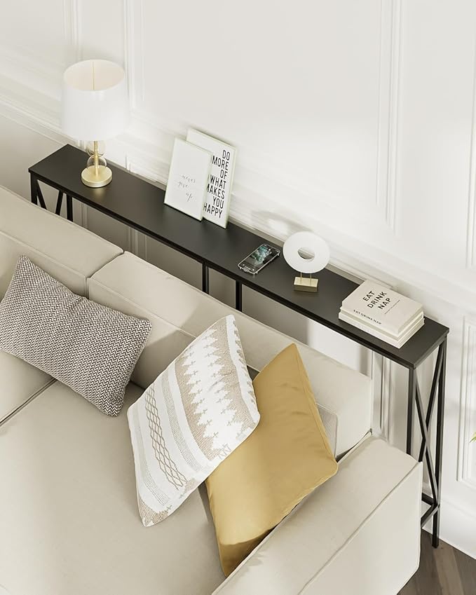 Masupu 63" Console Table, Modern Narrow Long Sofa Table Behind Couch, Skinny - Image 6