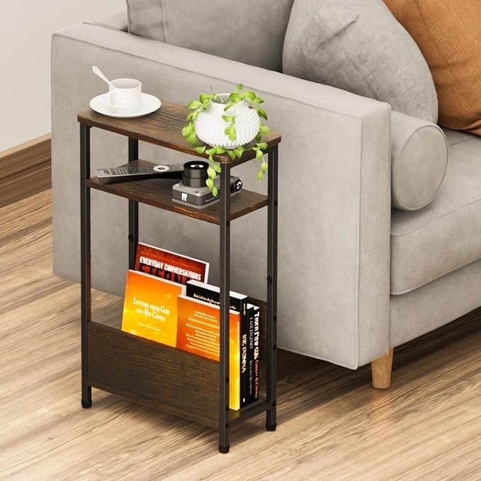 7.1" Narrow Side Table for Small Spaces, 3 Tier Small End Table - Image 2