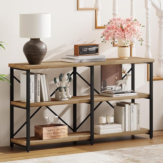 BON AUGURE Console Tables for Entryway, Industrial Sofa Table Behind Couch by BONAUGURE