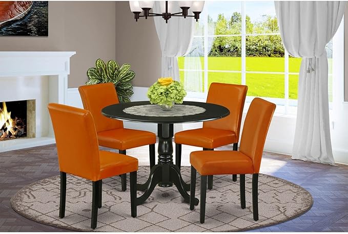 East West Furniture DLAB5-BLK-61 5 Piece Kitchen Table Set - Image 6