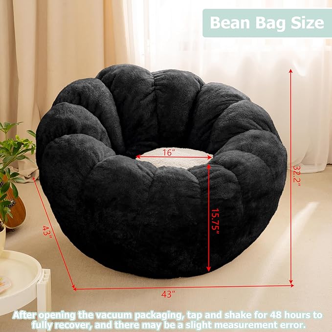 Pumpkin Bean Bag Sofa Chair for Adult, Beanbag Couch - Image 2