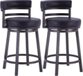 Armen Living Madrid 26" Seat Height Swivel Ford Black Faux Leather and Mineral by ArmenLiving