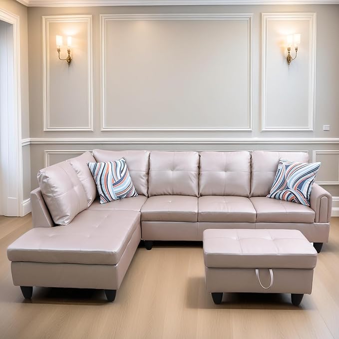 L Shaped Sectional Couches, Leather Couch Modular Sectional Sofa - Image 3