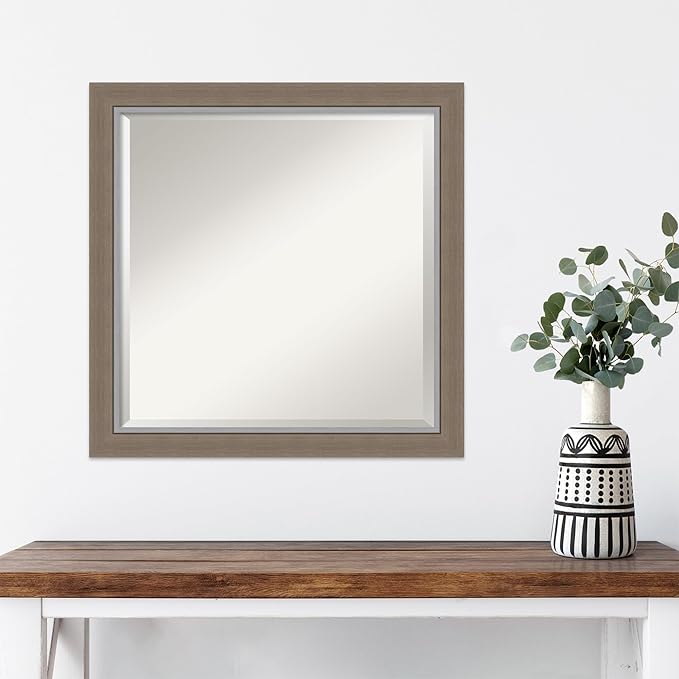 Amanti Art Brown Wall Mirror 23x23 Eva Brown Narrow Square Bathroom Mirror - Image 4