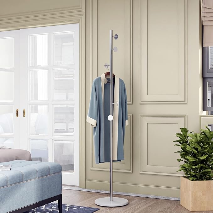 Silver Coat Racks, Metal Coat Rack Freestanding by DOORXIFO