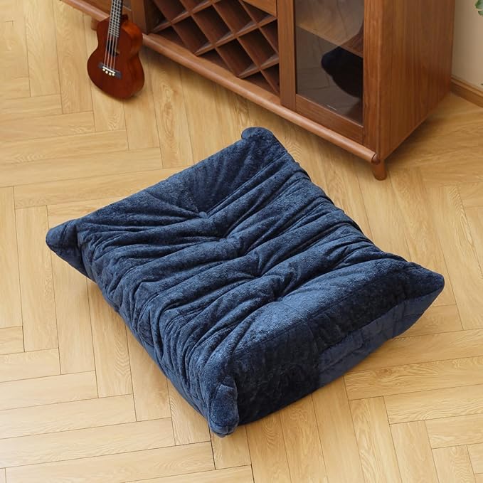 N&V Ottoman, Mid Century Armless Floor Sofa, Soft Premium Chenille Floor Lounge by NV