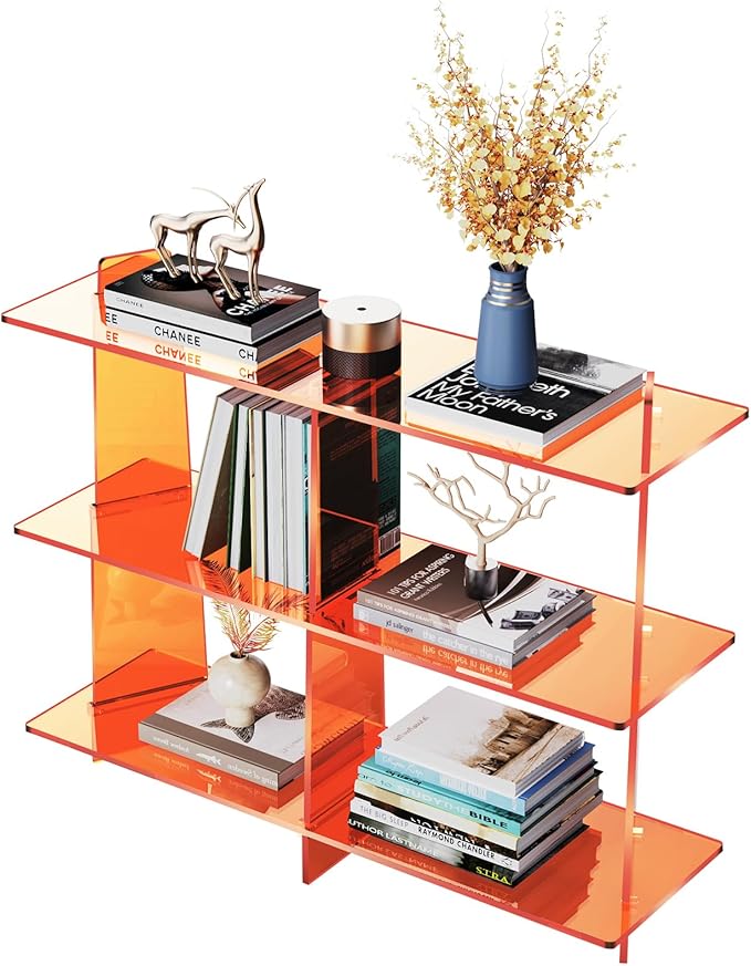 Acrylic Bookshelf, Small 3 Tier Open Bookcase by AcrylicFurnitureHomeDecor