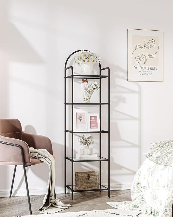 Bookcase Bookshelf, Tempered Glass Bookshelves, Slim Shelving Unit - Image 7