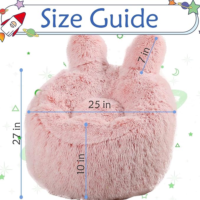 Bean Bag Chair for Kids with Plush Faux Fur Cover, 2.5FT Memory Foam Filled - Image 2