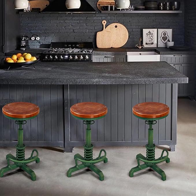 LOKKHAN American Antique Steampunk Bar Stool 24.41"-28.35" Vintage Industrial - Image 8