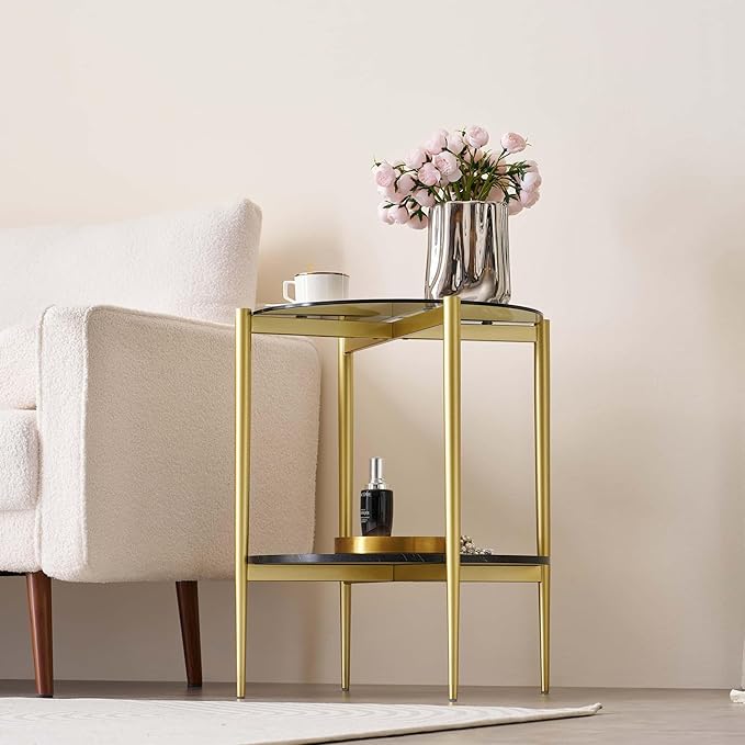 Round Glass End Table, Mid-Century Modern Design Sofa Table - Image 5