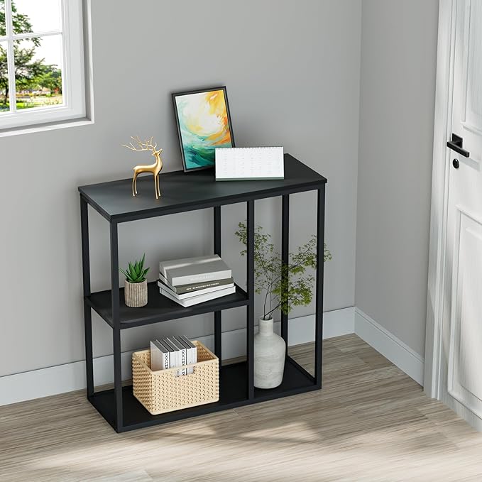 WOHOMO Console Table, 31.5'' x 31.5'' Black Industrial Sofa Table - Image 2