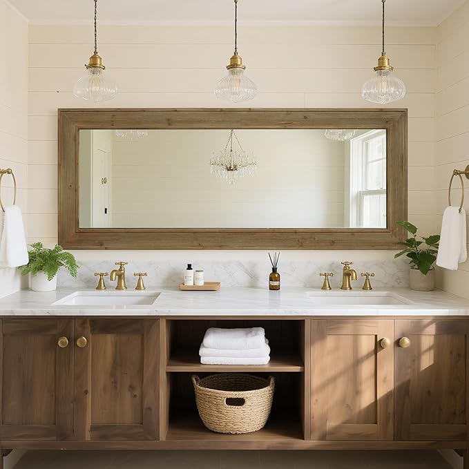 WallBeyond Full Length Mirror Rustic Wood Framed, 27 x 67 inch Farmhouse Wall - Image 4