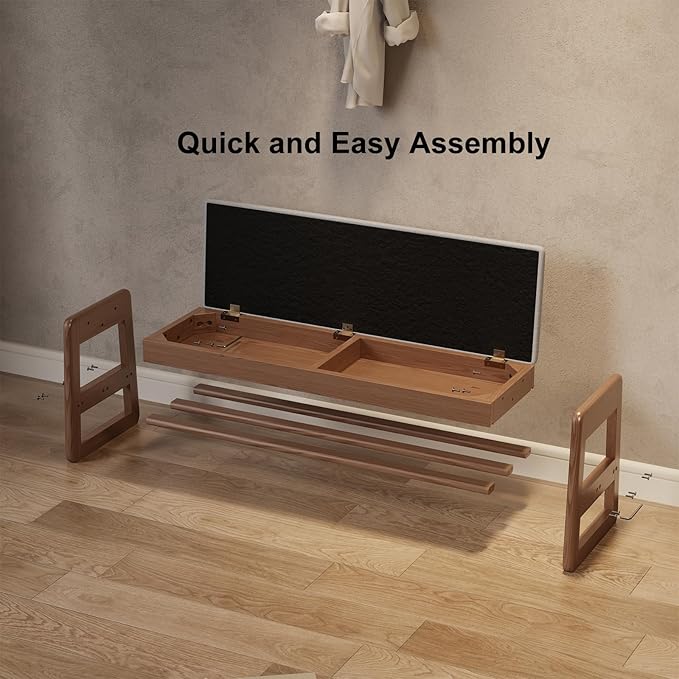 Shoe Rack Bench with Cushion, 2 Tiers Shoe Bench with Flip-Top Storage - Image 7