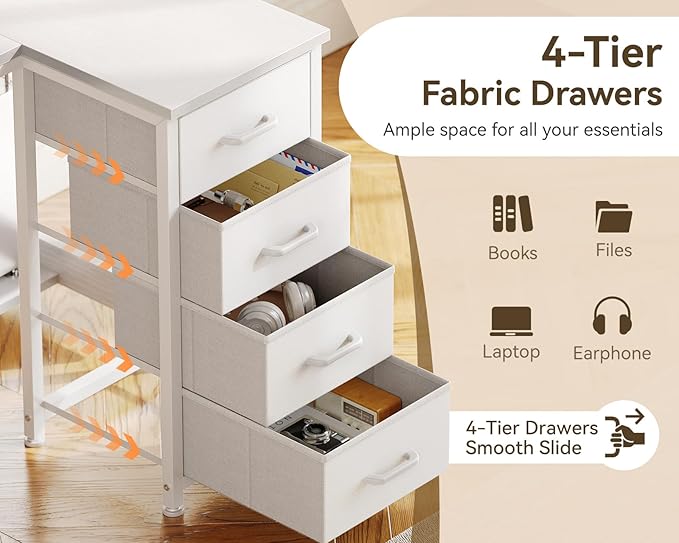Casaottima L Shaped Desk with 4 Drawers, Reversible Kids Study Desk with CPU - Image 4